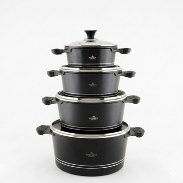 Crown King Cooking Set 8Pcs Blk