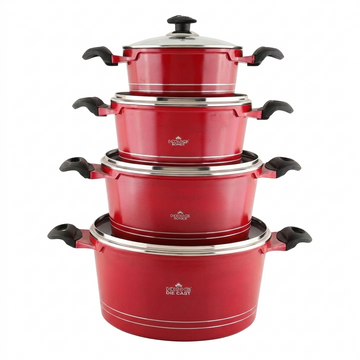 Crown King Cooking Set 8Pcs Red
